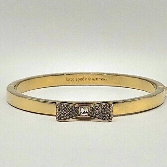 Kate Spade New York Gold-Tone Bow Bangle Bracelet with Crystals + Pouch - Picture 6 of 10
